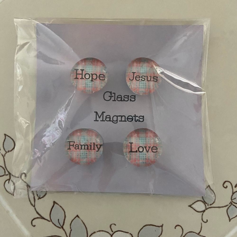 4/$15 Handmade Inspirational Glass Magnets Set